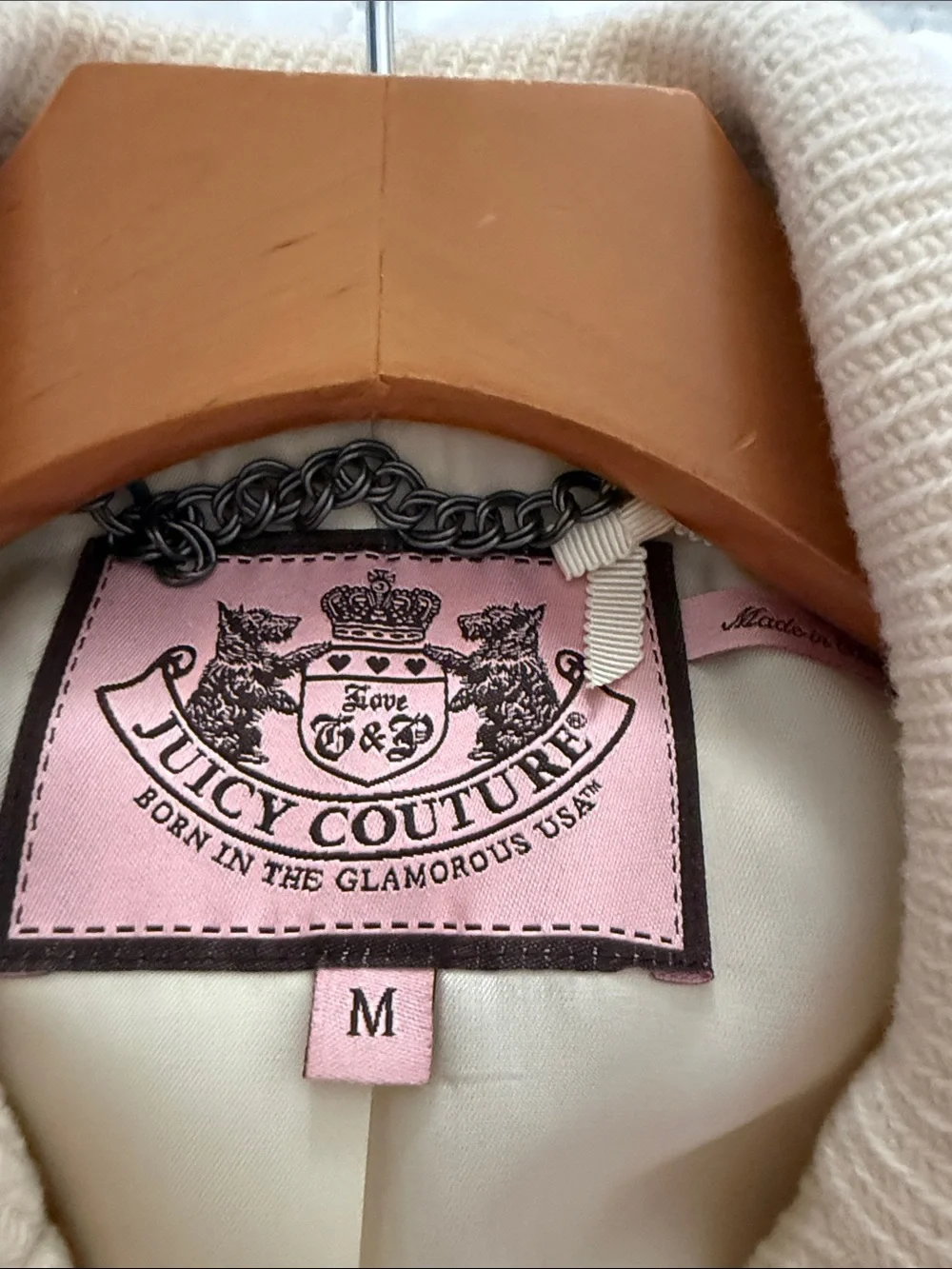 Women's Juicy Couture Cream Wool-Blend Coat - Elegant Tailored Design